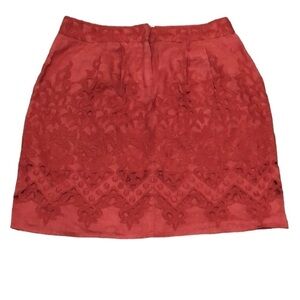 Anthropologie Yoana Baraschi Skirt Size 0 Burnt Orange Floral Embroiderd